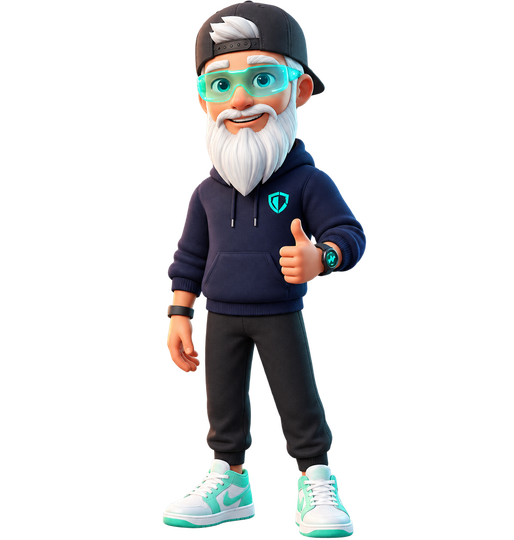 The UncleLess mascot, giving a thumbs up
